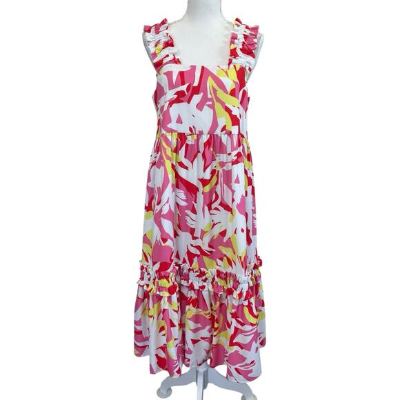 Crosby By Mollie Burch Bowie Dress Pink Tropics Size M - Picture 2 of 12